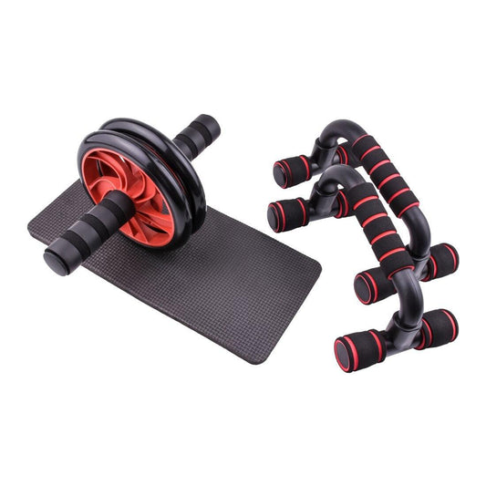 Complete Home Gym Fitness Kit - Includes Resistance Bands, Push-Up Bars, AB Roller Wheel, Jump Rope, and Grip Trainer