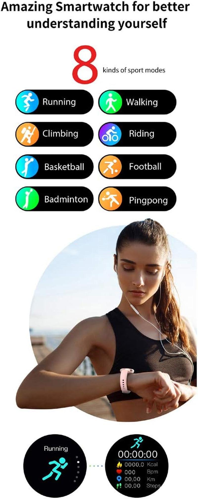  Sport Fitness Waterproofle Smart Watche for Women - with Bluetooth/Heart Rate/Blood Pressure/Spo2/Sleep Tracker/Pedometer/Multiple Sport Modes,  